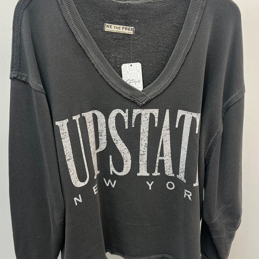 We The Free Charcoal V‑Neck 'UPSTATE New York' Sweatshirt - Picture 3 of 3